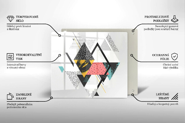 Glas Herdabdeckplatte Abstrakte Dreiecke