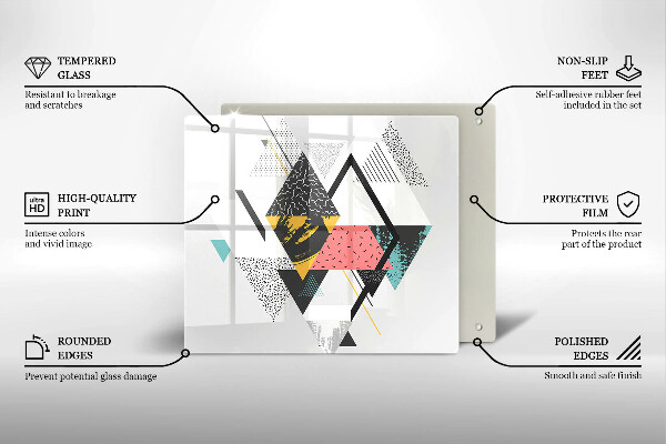 Glas Herdabdeckplatte Abstrakte Dreiecke