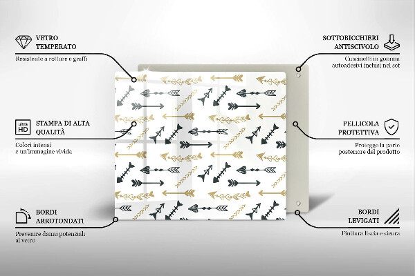 Glas Herdabdeckplatte Boho-Pfeilmuster