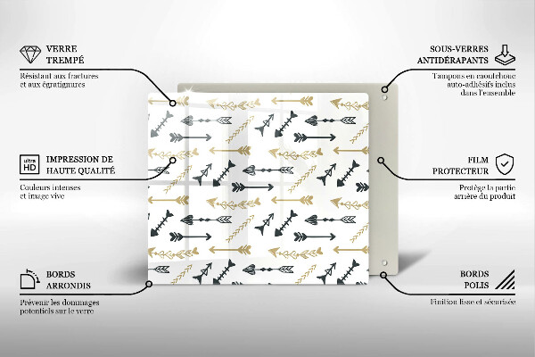 Glas Herdabdeckplatte Boho-Pfeilmuster