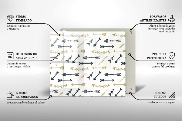 Glas Herdabdeckplatte Boho-Pfeilmuster