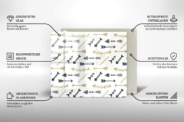 Glas Herdabdeckplatte Boho-Pfeilmuster