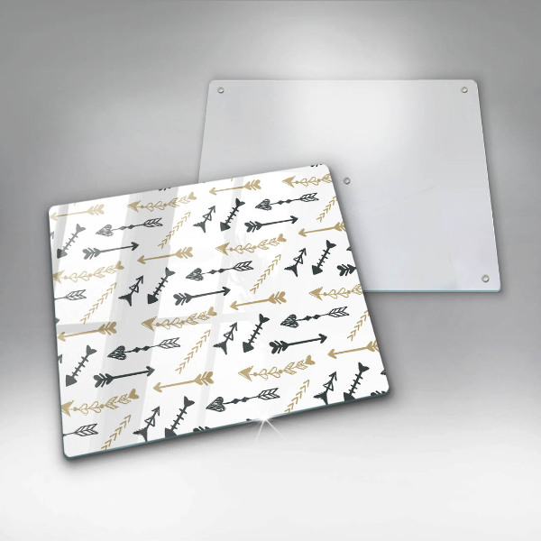 Glas Herdabdeckplatte Boho-Pfeilmuster