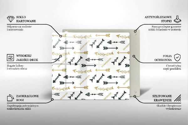 Glas Herdabdeckplatte Boho-Pfeilmuster
