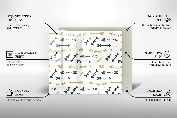 Glas Herdabdeckplatte Boho-Pfeilmuster