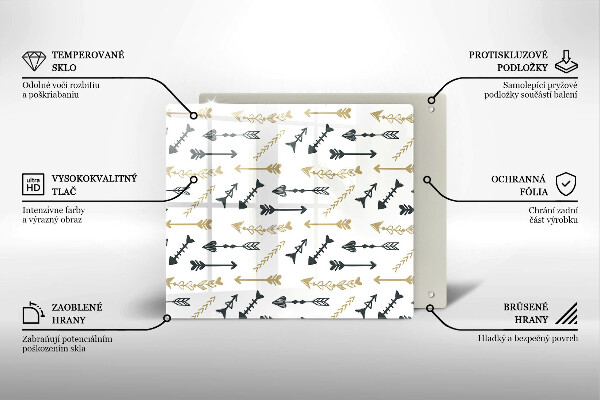 Glas Herdabdeckplatte Boho-Pfeilmuster