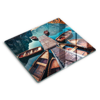 Glas Herdabdeckplatte Boote auf dem See