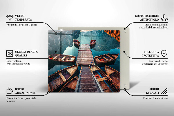 Glas Herdabdeckplatte Boote auf dem See