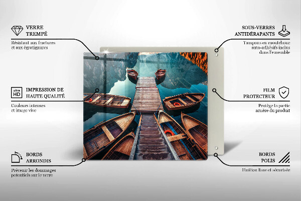 Glas Herdabdeckplatte Boote auf dem See