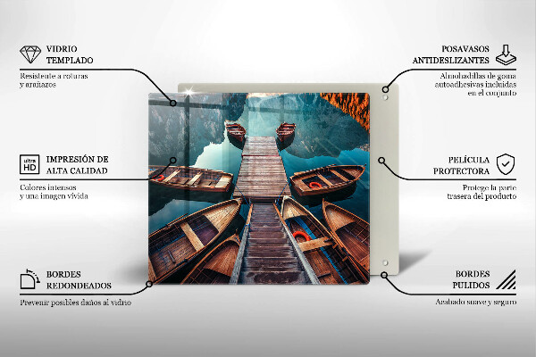 Glas Herdabdeckplatte Boote auf dem See