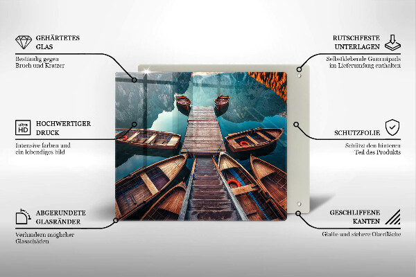 Glas Herdabdeckplatte Boote auf dem See