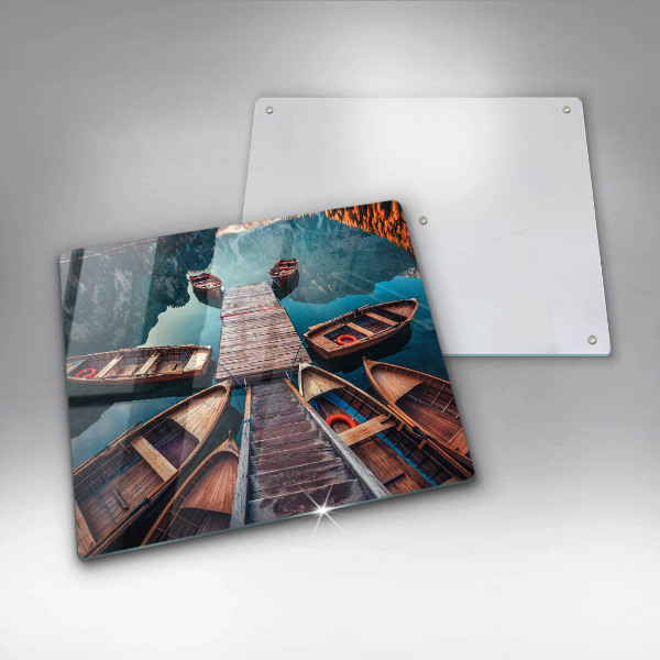 Glas Herdabdeckplatte Boote auf dem See