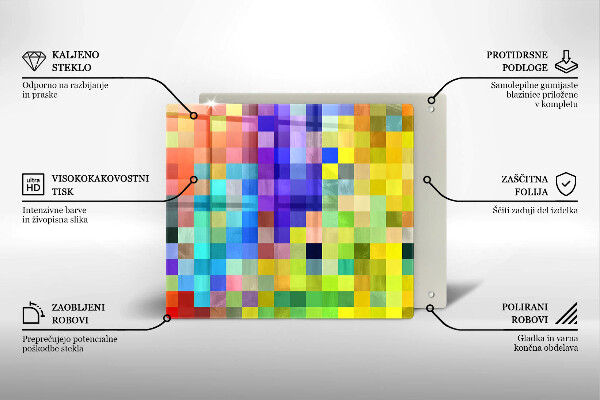 Glas Herdabdeckplatte Bunte Pixelquadrate