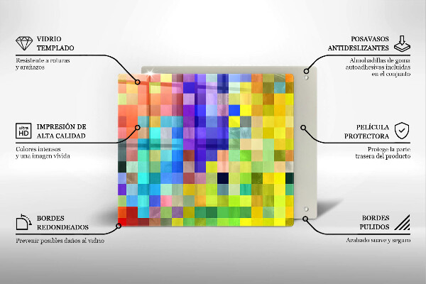 Glas Herdabdeckplatte Bunte Pixelquadrate