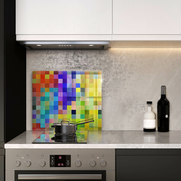 Glas Herdabdeckplatte Bunte Pixelquadrate