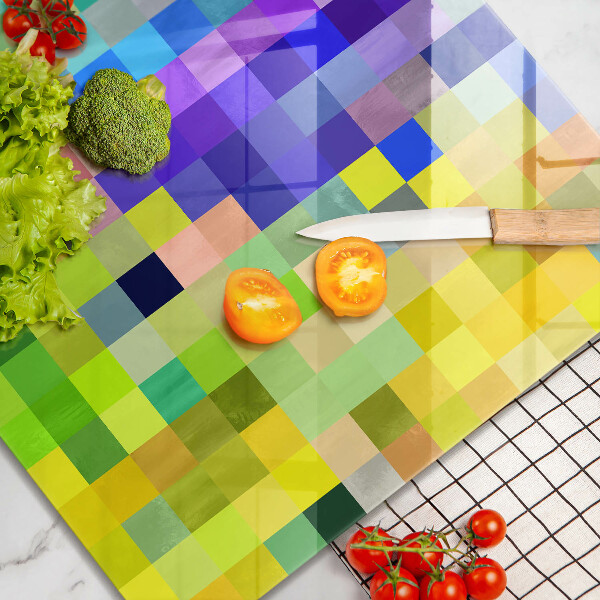 Glas Herdabdeckplatte Bunte Pixelquadrate