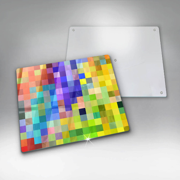 Glas Herdabdeckplatte Bunte Pixelquadrate