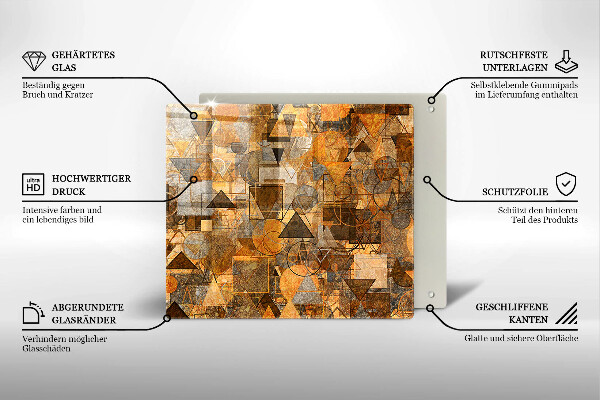 Glas Herdabdeckplatte Nahtloses Muster aus geometrischen Figuren