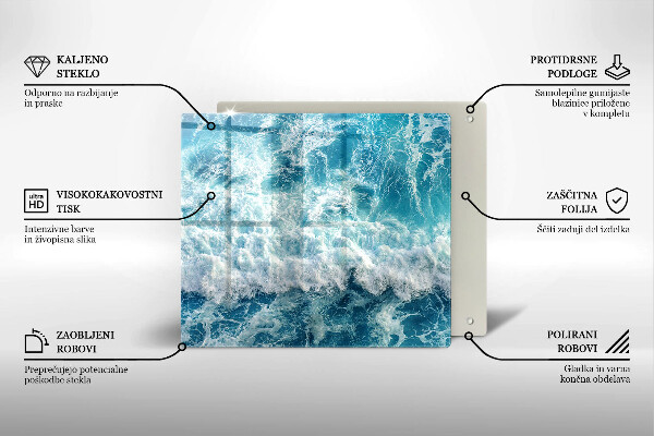 Glas Herdabdeckplatte Meerwasserwellen