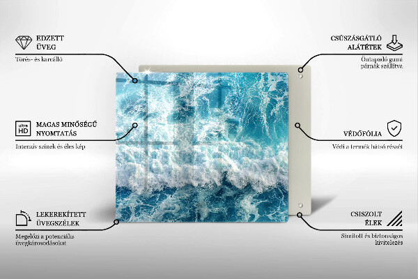 Glas Herdabdeckplatte Meerwasserwellen