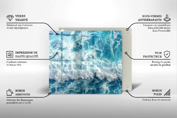 Glas Herdabdeckplatte Meerwasserwellen