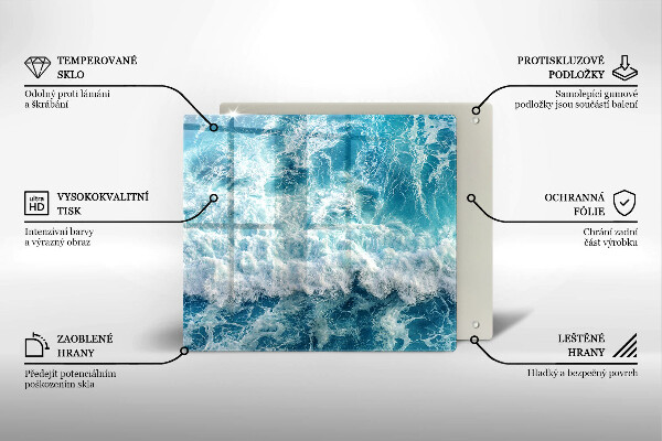Glas Herdabdeckplatte Meerwasserwellen
