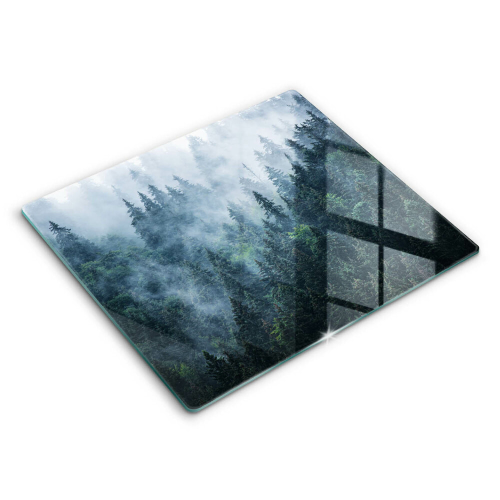 Glas Ceranfeldabdeckung Waldbäume und Nebel