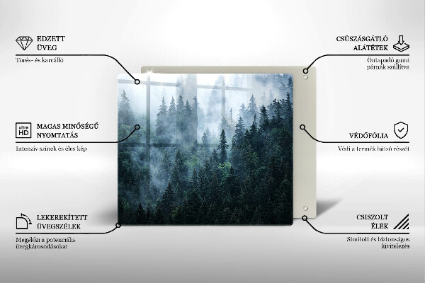 Glas Ceranfeldabdeckung Waldbäume und Nebel