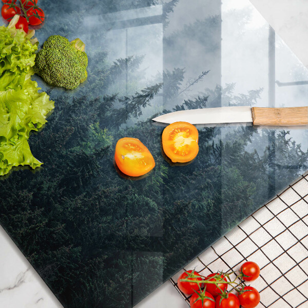 Glas Ceranfeldabdeckung Waldbäume und Nebel