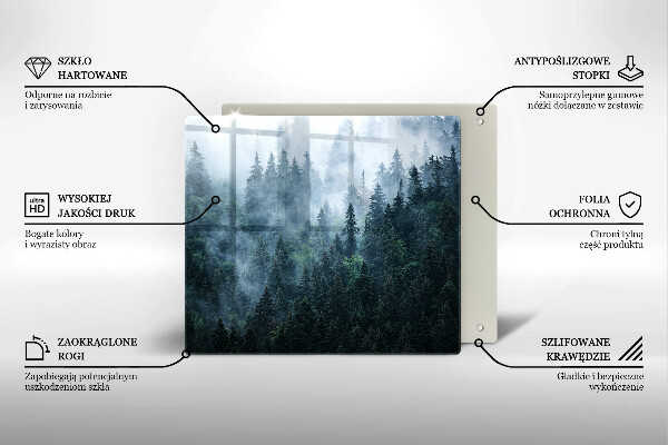 Glas Ceranfeldabdeckung Waldbäume und Nebel