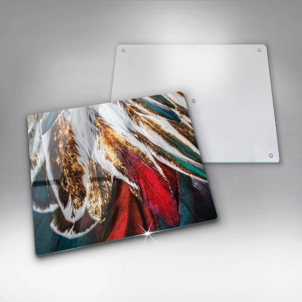 Glas Herdabdeckplatte Boho-Vogelfedern