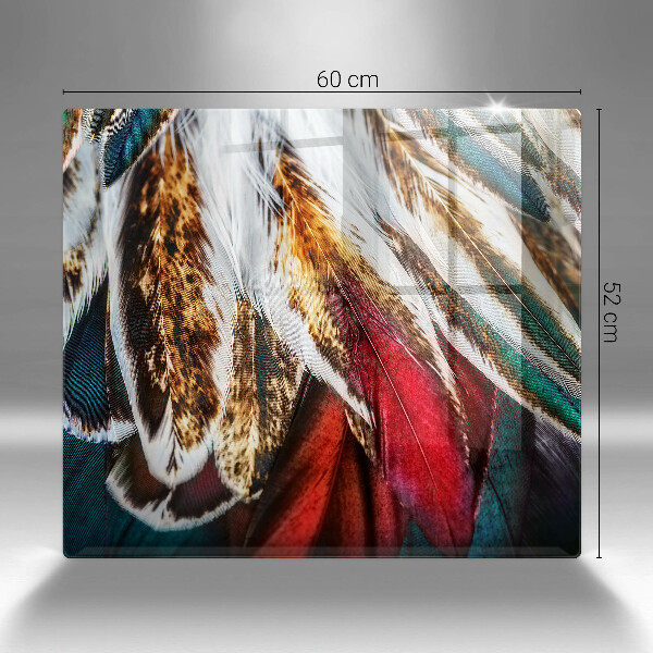 Glas Herdabdeckplatte Boho-Vogelfedern