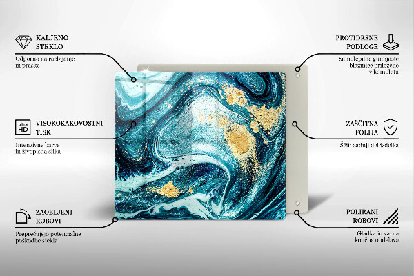 Glas Ceranfeldabdeckung Blaugoldene Abstraktion