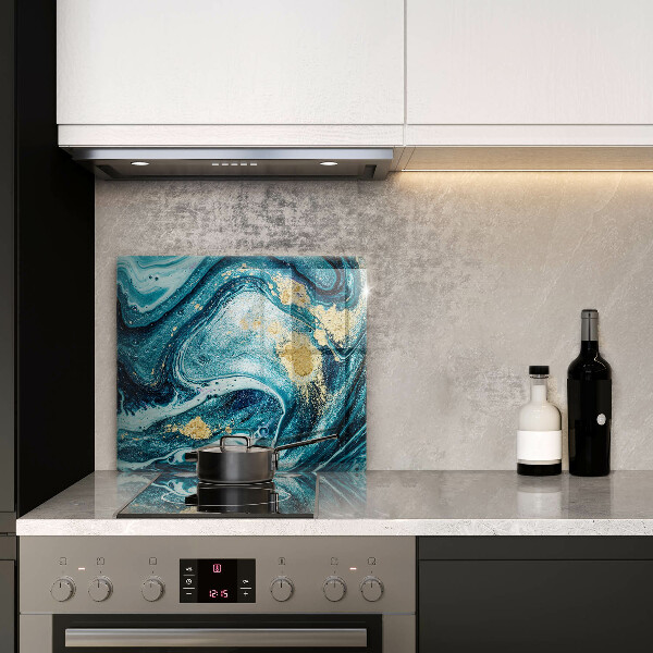 Glas Ceranfeldabdeckung Blaugoldene Abstraktion