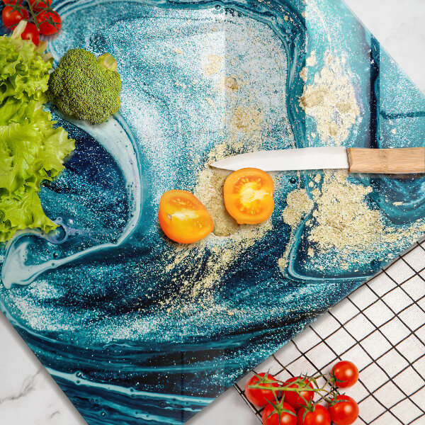 Glas Ceranfeldabdeckung Blaugoldene Abstraktion