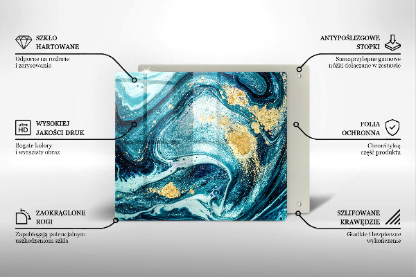 Glas Ceranfeldabdeckung Blaugoldene Abstraktion