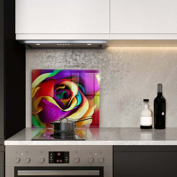 Glas Herdabdeckplatte Bunte Rosenblätter