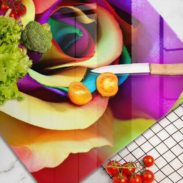 Glas Herdabdeckplatte Bunte Rosenblätter