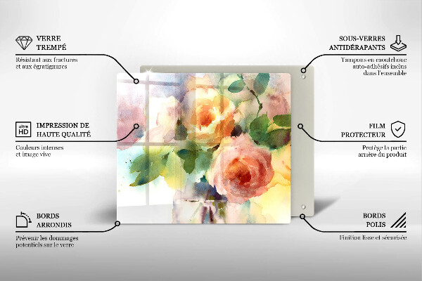 Glas Ceranfeldabdeckung Bemalte Blumen