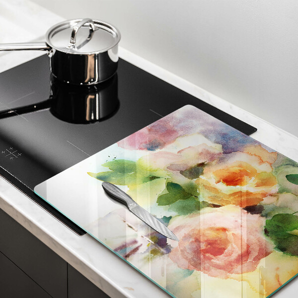 Glas Ceranfeldabdeckung Bemalte Blumen