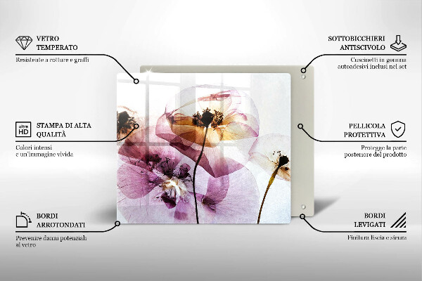 Glas Ceranfeldabdeckung Zarte Blumen