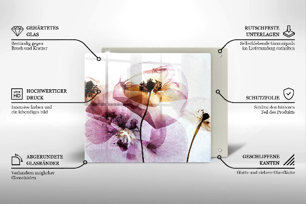 Glas Ceranfeldabdeckung Zarte Blumen