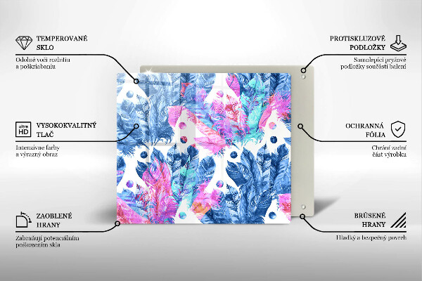 Glas Ceranfeldabdeckung Federn-Boho-Illustration