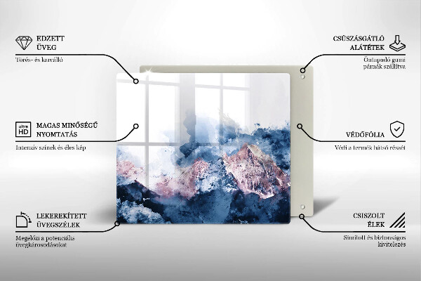 Glas Ceranfeldabdeckung Abstrakt bemalte Berge