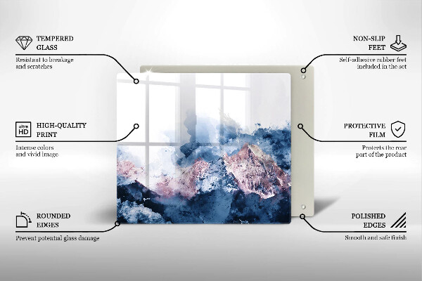 Glas Ceranfeldabdeckung Abstrakt bemalte Berge