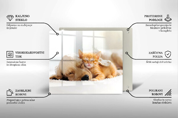 Glas Ceranfeldabdeckung Tiere Hund und Katze