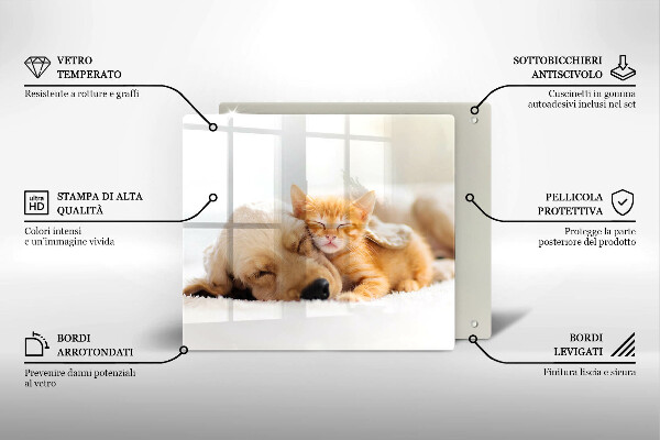 Glas Ceranfeldabdeckung Tiere Hund und Katze