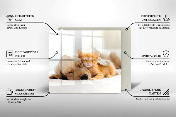 Glas Ceranfeldabdeckung Tiere Hund und Katze