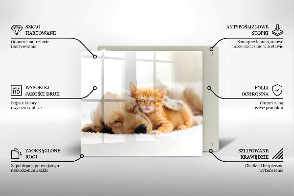 Glas Ceranfeldabdeckung Tiere Hund und Katze