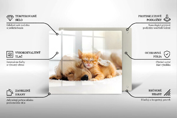 Glas Ceranfeldabdeckung Tiere Hund und Katze